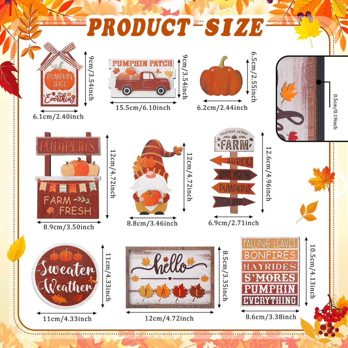 Amyhill 13 Pcs Fall Thanksgiving Tiered Tray Decor Set Pumpkin Maple Gnome Wooden Signs Hello Fall Table Centerpieces Farmhouse Tabletop Decorations for Home Autumn Harvest Shelf Table Amyhill