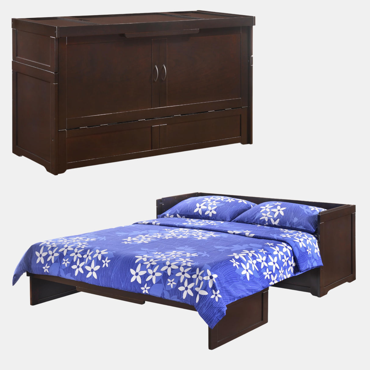 NIGHT & DAY Cube Pre-Assembled Cabinet Murphy Bed (Dark Chocolate) Night & Day Furniture
