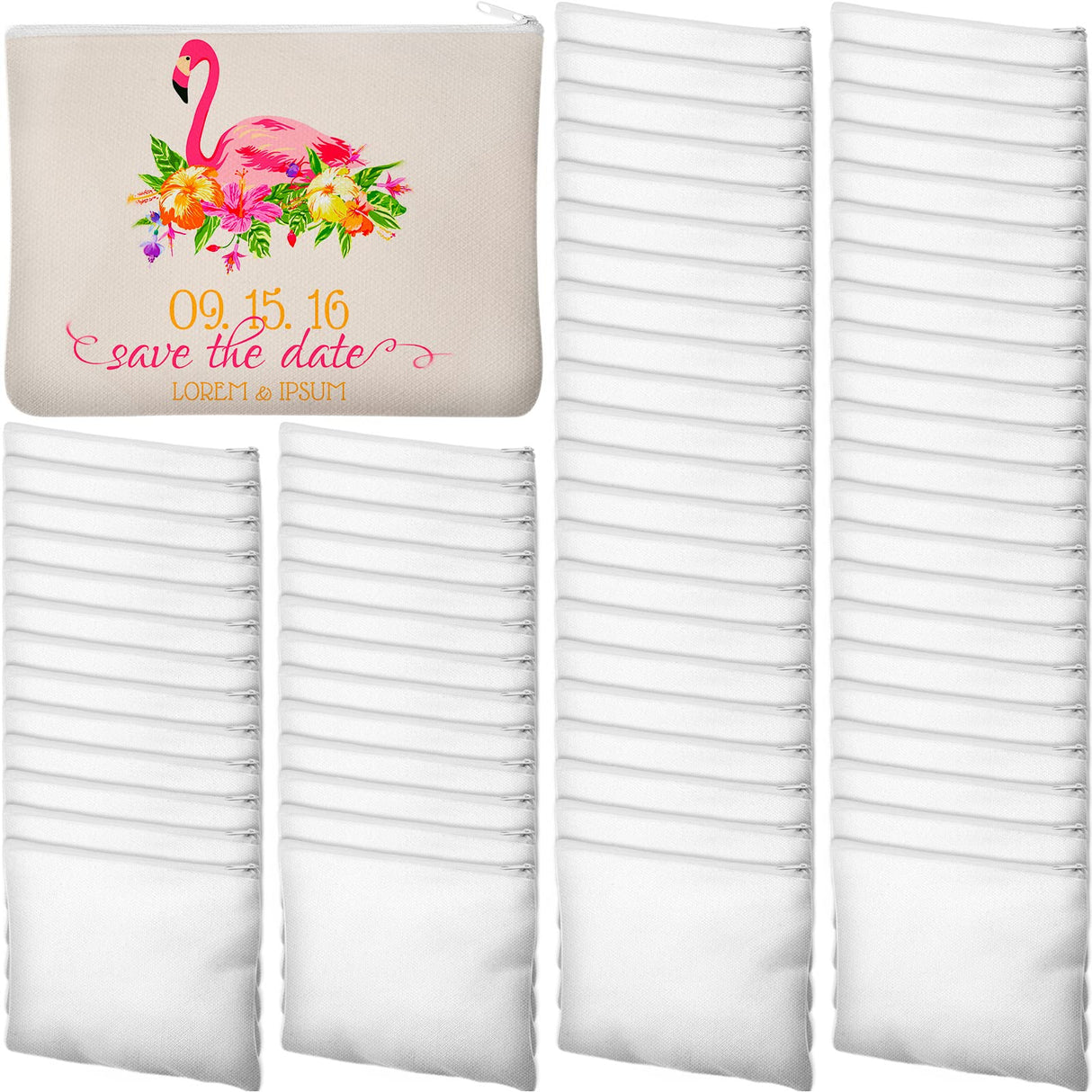 Eccliy 70 Pieces Sublimation Blank Canvas Makeup Bags Bulk Blank DIY Heat Transfer Cosmetic Makeup Bags Canvas Pen Case Pencil Bags Clear Sublimation Blank Pouch with Zipper(White,4.33 x 7.09 Inch) Eccliy