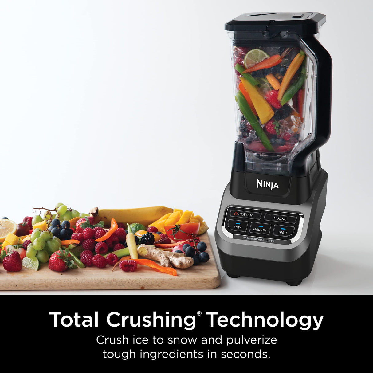 Ninja BL610 Professional 72 Oz Countertop 1000-Watt Base and Total Crushing Technology for-Smoothies, Ice and Frozen Fruit, Black, Blender + Pitcher Ninja