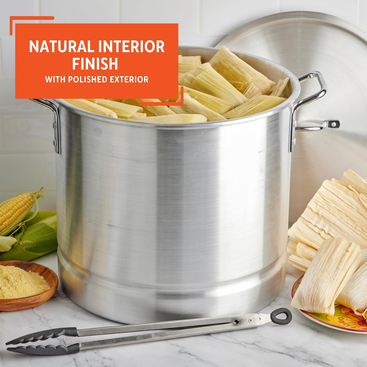 IMUSA USA 28Qt Aluminum Steamer with Lid, 28-Quart, Silver Imusa