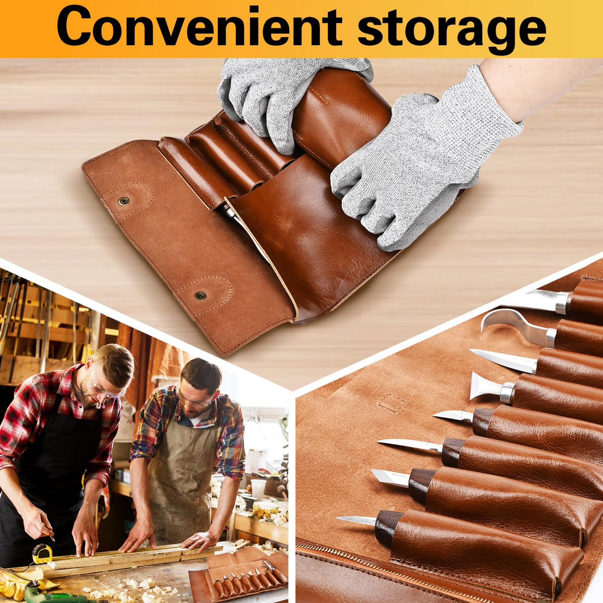 IMYMEE Deluxe Wood Carving Tools-Wood Carving Kit-Wood Carving Knife Set-Wood Whittling Kit for Beginners-Whittling Knife-Wood Carving Tool Set with Large Leather Case IMYMEE