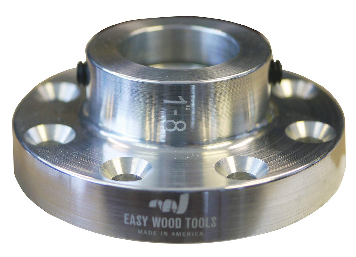 Easy Wood Tools 3" Diameter Bright Polished Aluminum Faceplate (F430) with 1" X 8 TPI (F430) Diameter Faceplate with Set Screws, 8 Large Mounting Screw Holes, Spanner Hole Easy Wood Tools