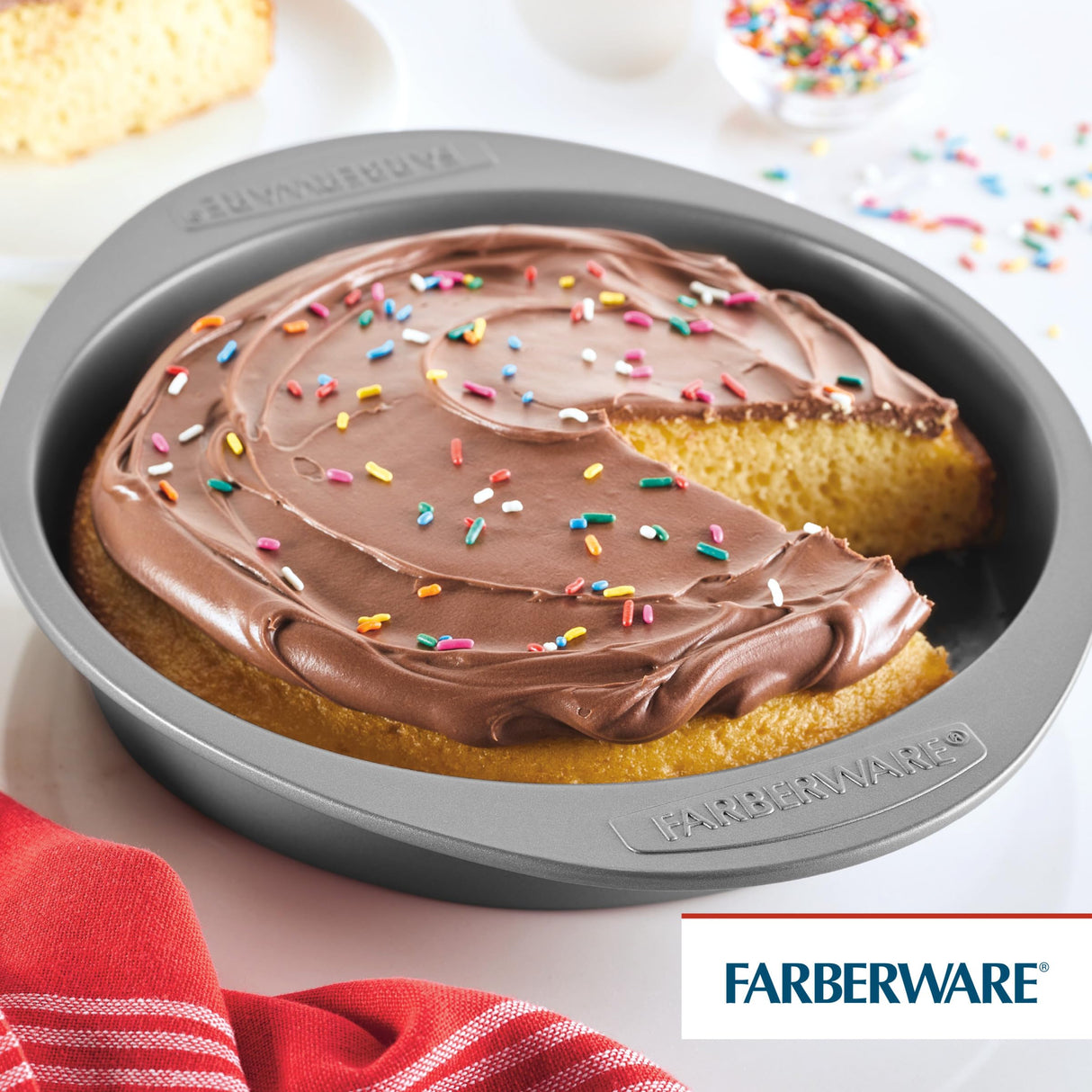 Farberware Nonstick Bakeware Baking Pan / Nonstick Cake Pan, Round - 9 Inch, Gray, 1 Count (Pack of 1) Farberware