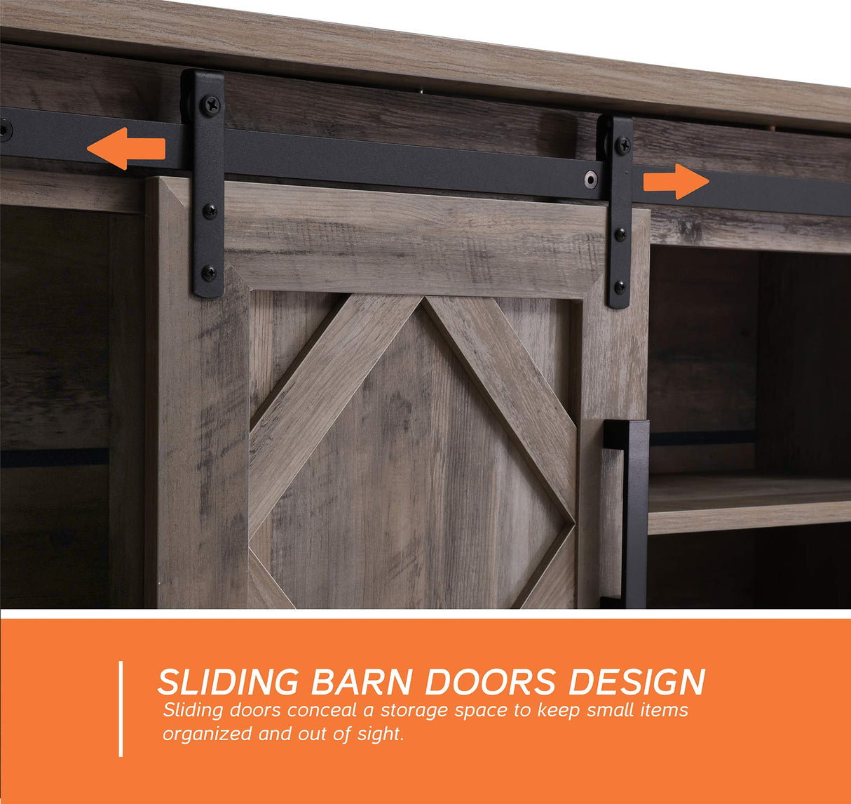 WAMPAT Modern Farmhouse TV Stand for up to 85" TVs Wood Entertainment Center with Open Storage for Living Room,Rustic Grey WAMPAT