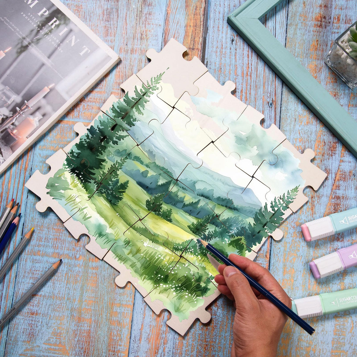 AWIZOM 120 Pcs Blank Wooden Puzzle Pieces for Crafts 3.5x2.99 Inch Wooden Puzzle Shape Cutouts Unfinished Freeform Jigsaw Wood Puzzles for Arts & Crafts, DIY Projects, Painting, Home Decoration AWIZOM