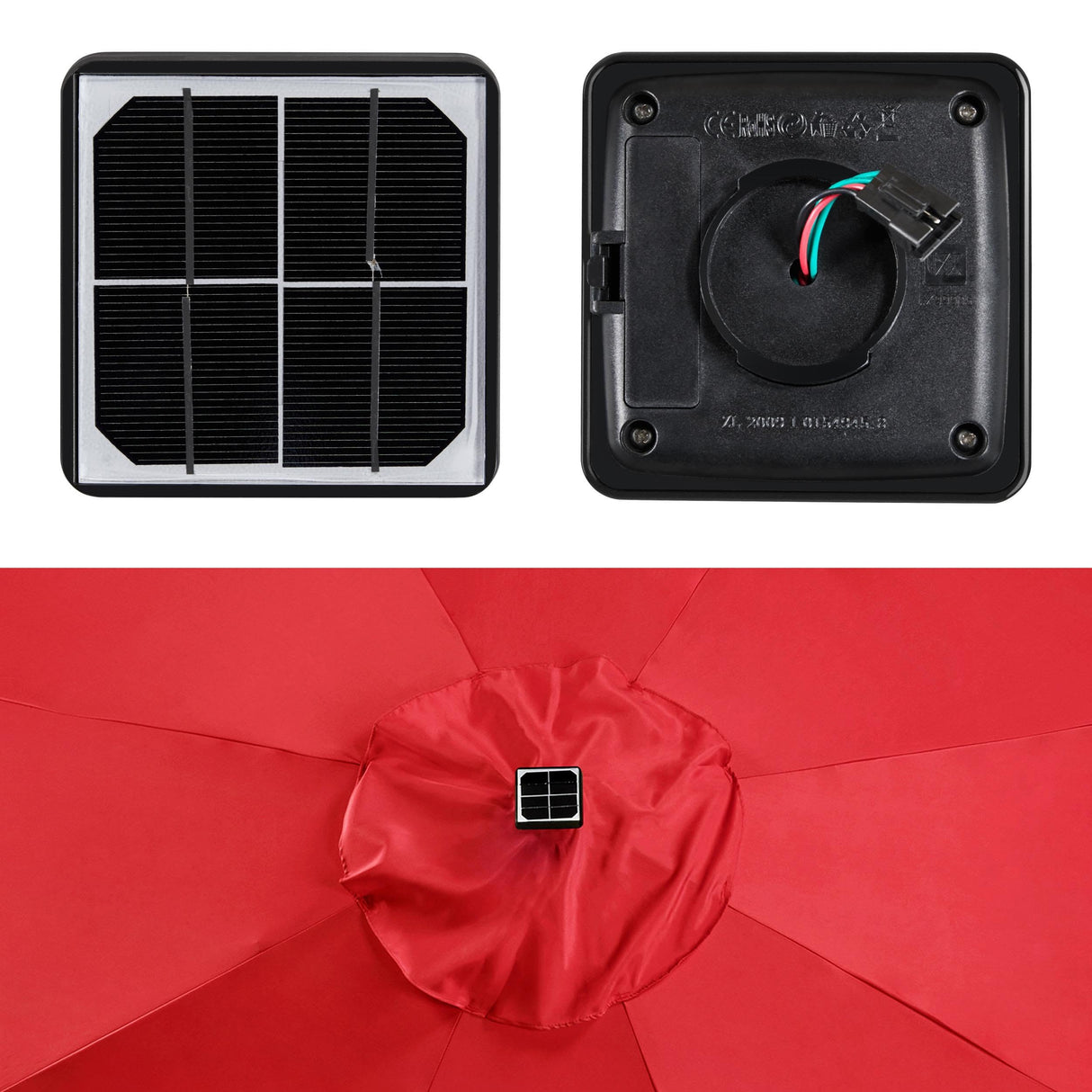 Yaheetech 10FT Solar Powered Patio Umbrella - UV Protection Market Table Umbrella w/ 32 LED Lights & Push Button Tilt & Crank Lift System for Garden/Lawn/Deck/Backyard/Pool,Red Yaheetech