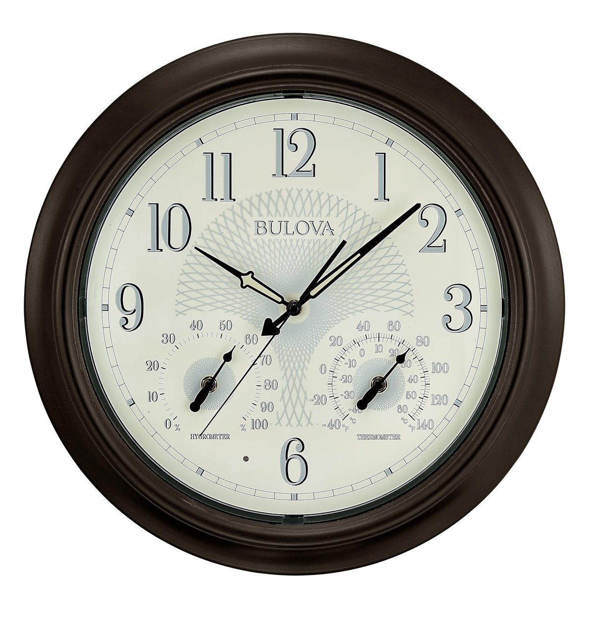 Bulova C4813 Weather Master Wall Clock, Bronze Finish, 18", Black Bulova