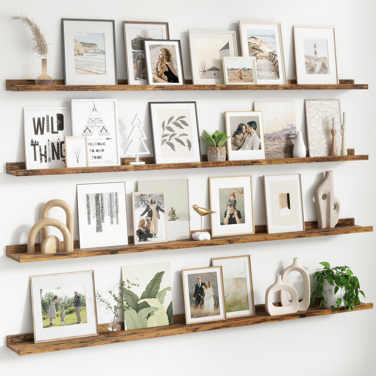 Floating Picture Ledge Shelves for Wall Set of 4, 72 Inch Wall Shelves with Lip Long Large Nursery Book Shelf for Toys Storage Kids Bookshelf Wall Mounted Living Room Bedroom Decor Frames FLYJOE