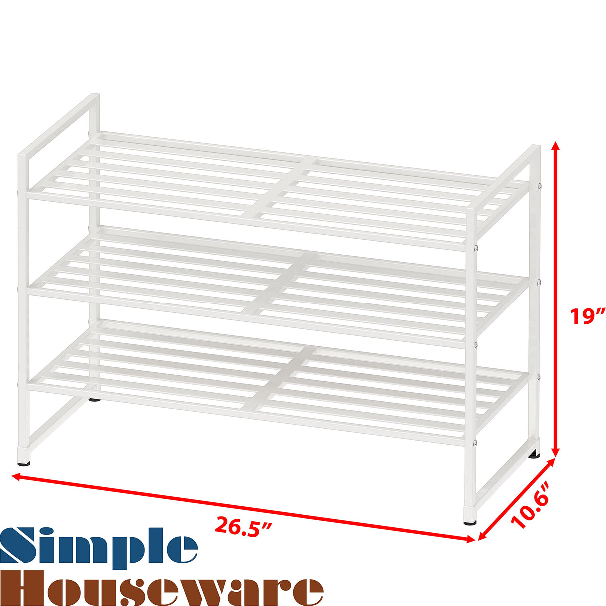 Simple Houseware 3-Tier Stackable Metal Panel Shoes Rack, White Simple Houseware