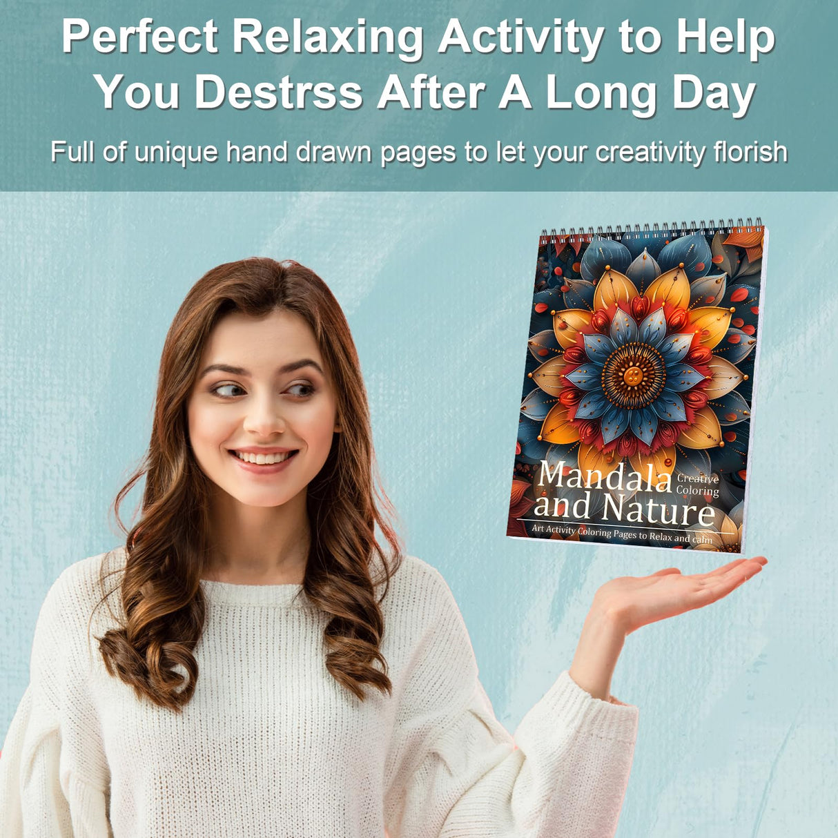 Mandala Coloring Book for Adults - Spiral Bound, One-Sided Design With Thick Paper for Relaxation and Mindfulness - Valentine Gift for Women CKMOREL