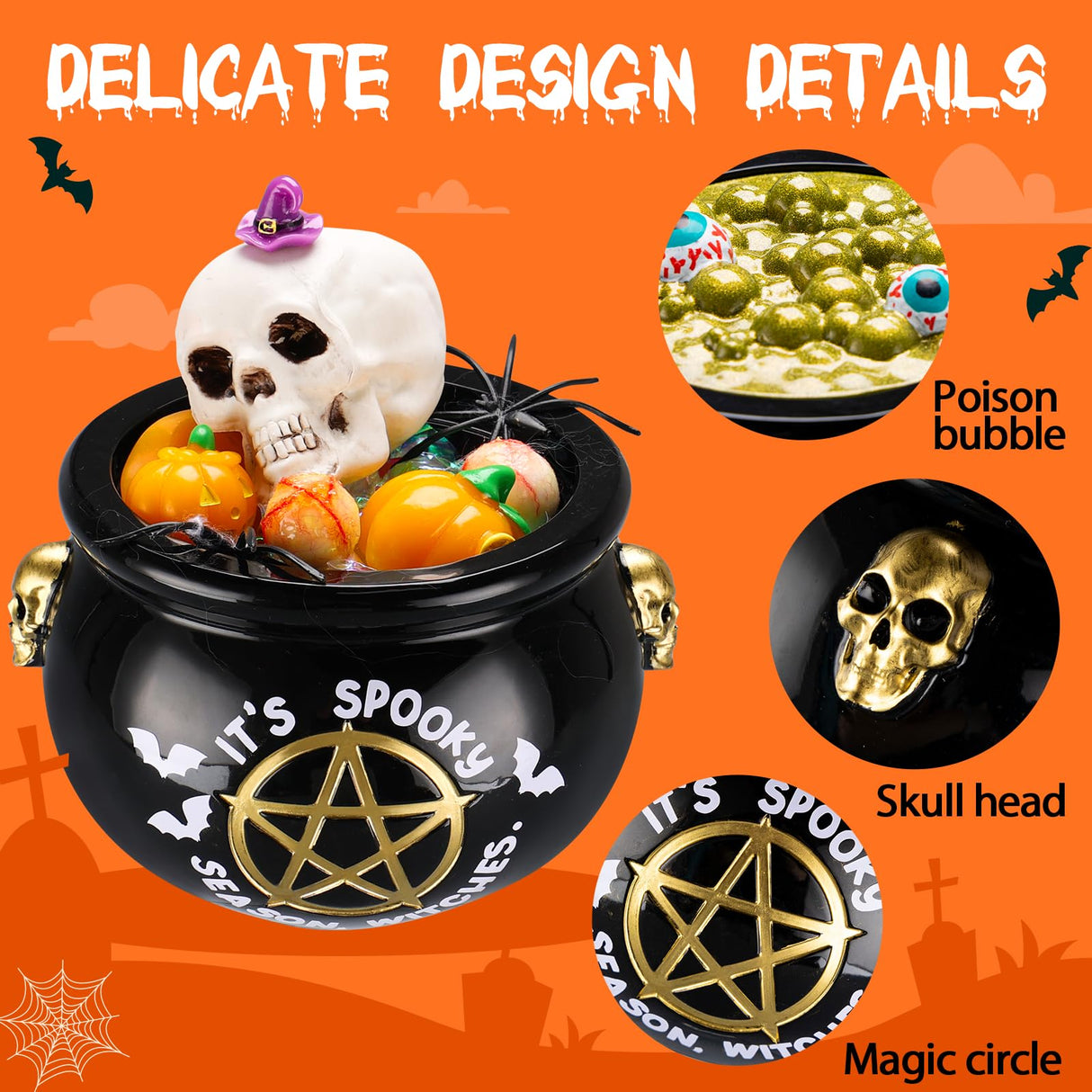 LET’S Resin Witch Cauldron Resin Mold, Halloween Resin Molds, 3D Jar Resin Molds Silicone 4.7'' Width, Large Jar Molds for Epoxy Resin Casting Craft, Storage Box,Candy Container,Candle Holder LET'S RESIN