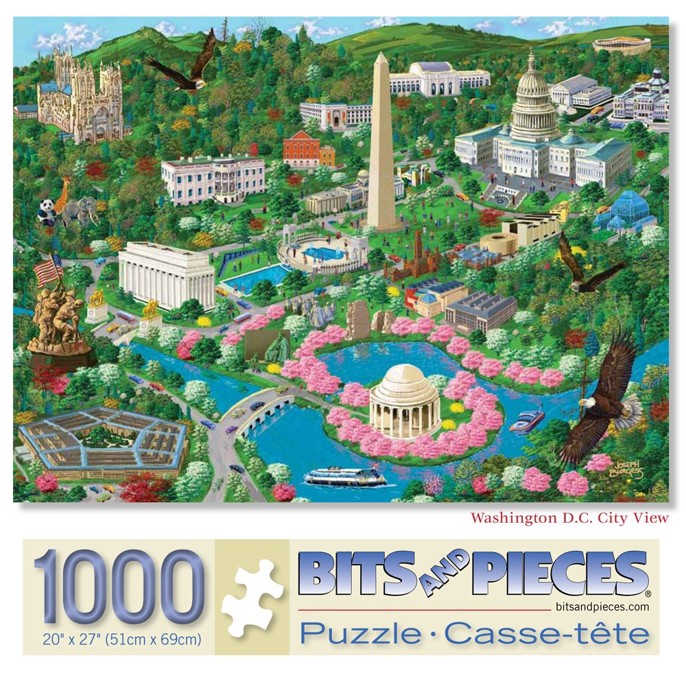 Bits and Pieces – 1000 Piece Jigsaw Puzzle for Adults – Washington D.C. City View - US Capital Scene Jigsaw Puzzle by Artist Joseph Burgess, Completed Puzzle Size: 20" x 27" Bits and Pieces
