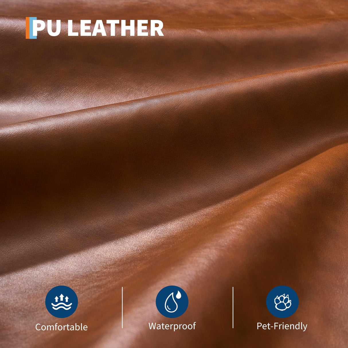 GarveeHome 75 in Futon Sofa Bed, Convertible Sleeper, Faux Leather Small Couch, Loveseat, Mid-Century Modern Couch for Living Room, Bedroom, Brown GarveeHome