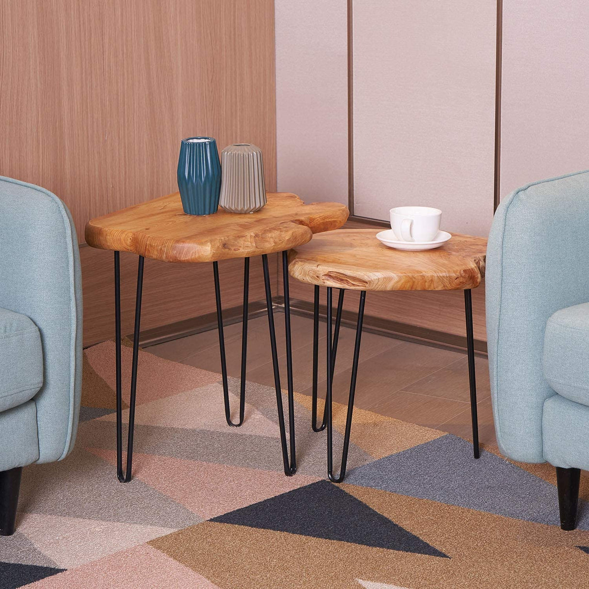 NXN-HOME Natural Edge Side Table, Live Edge End Table with 3 Hairpin Legs, Nightstand Plant Stand for Bedroom and Living Room(15.5" L x 14.5" W x 16" T.) NXN-HOME