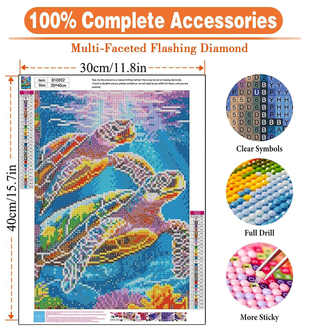 igoodom Diamond Art Kits for Adults, Sea Turtle Diamond Painting Kit, Full Drill Round Turtle Diamond Art Kits, DIY Gem Art and Crafts for Home Wall Decor Gift 12x16inch igoodom