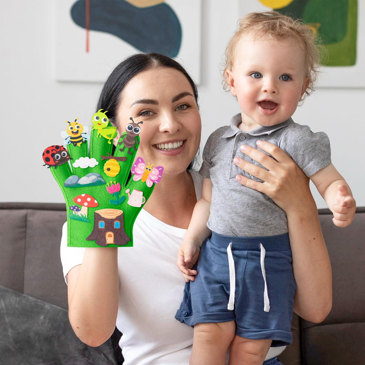 WATINC Felt Story Finger Puppets - 2Pcs DTY Storytelling Hand Puppet Felt Art Craft Education Gift, Making Storytime Early Learning Role Play for Kids Toddles (Insect Animals) WATINC