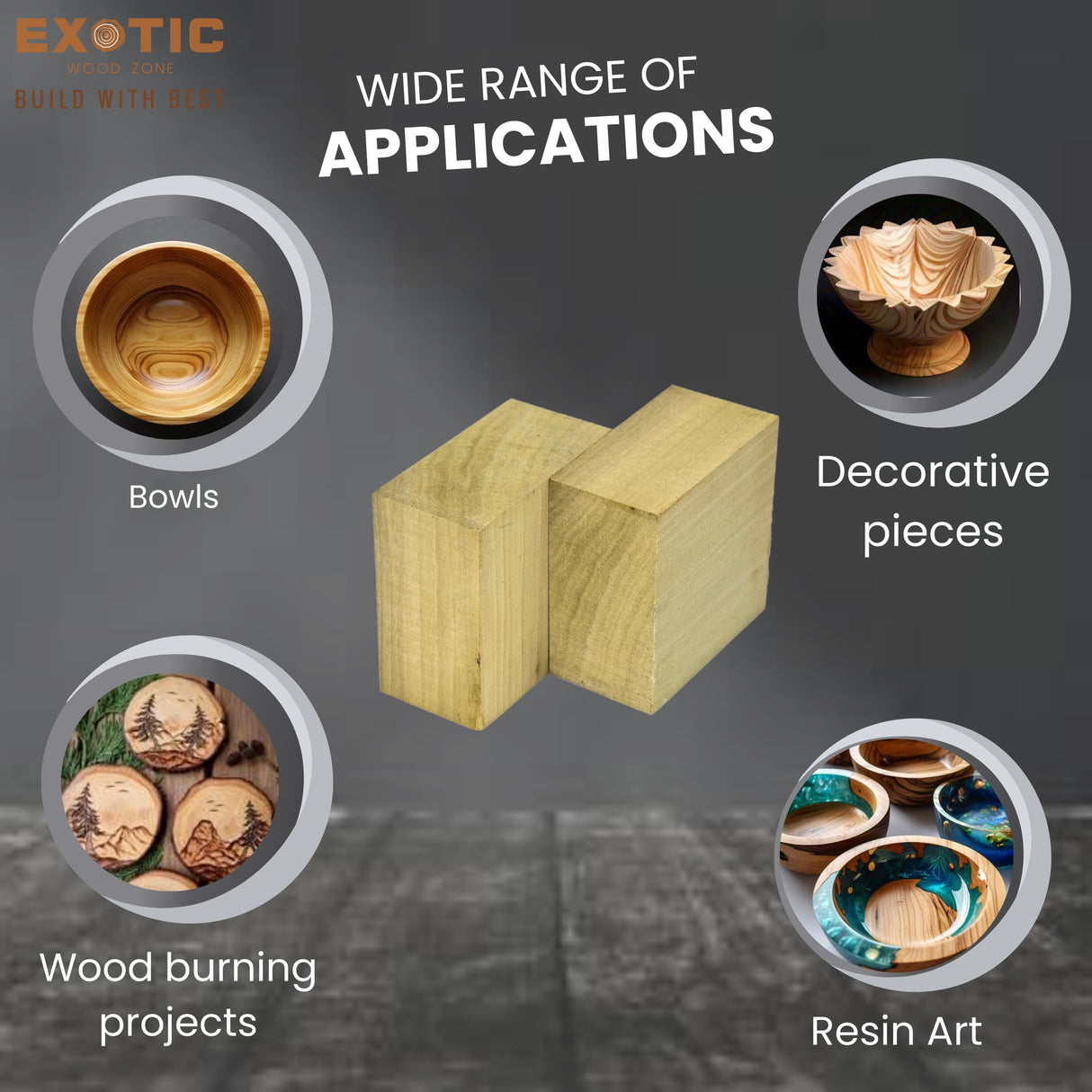 Exotic Wood Zone Pack of 2 Poplar Wood Blanks for Bowls | Hardwood Bowl Blanks | Unfinished, Kiln-Dried, Sustainable Hardwood for Handcrafted Decorative Bowls & Functional Pieces (6" x 6" x 2") Exotic Wood Zone