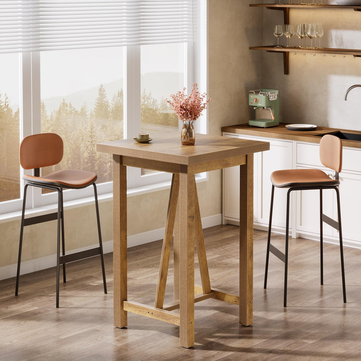 Tribesigns Bar Table, 39.4" Tall Counter Height Pub Table for Cocktail Coffee Bistro, Farmhouse Square High Top Desk for Living Room, Dining Room, Kitchen, Small Space Tribesigns