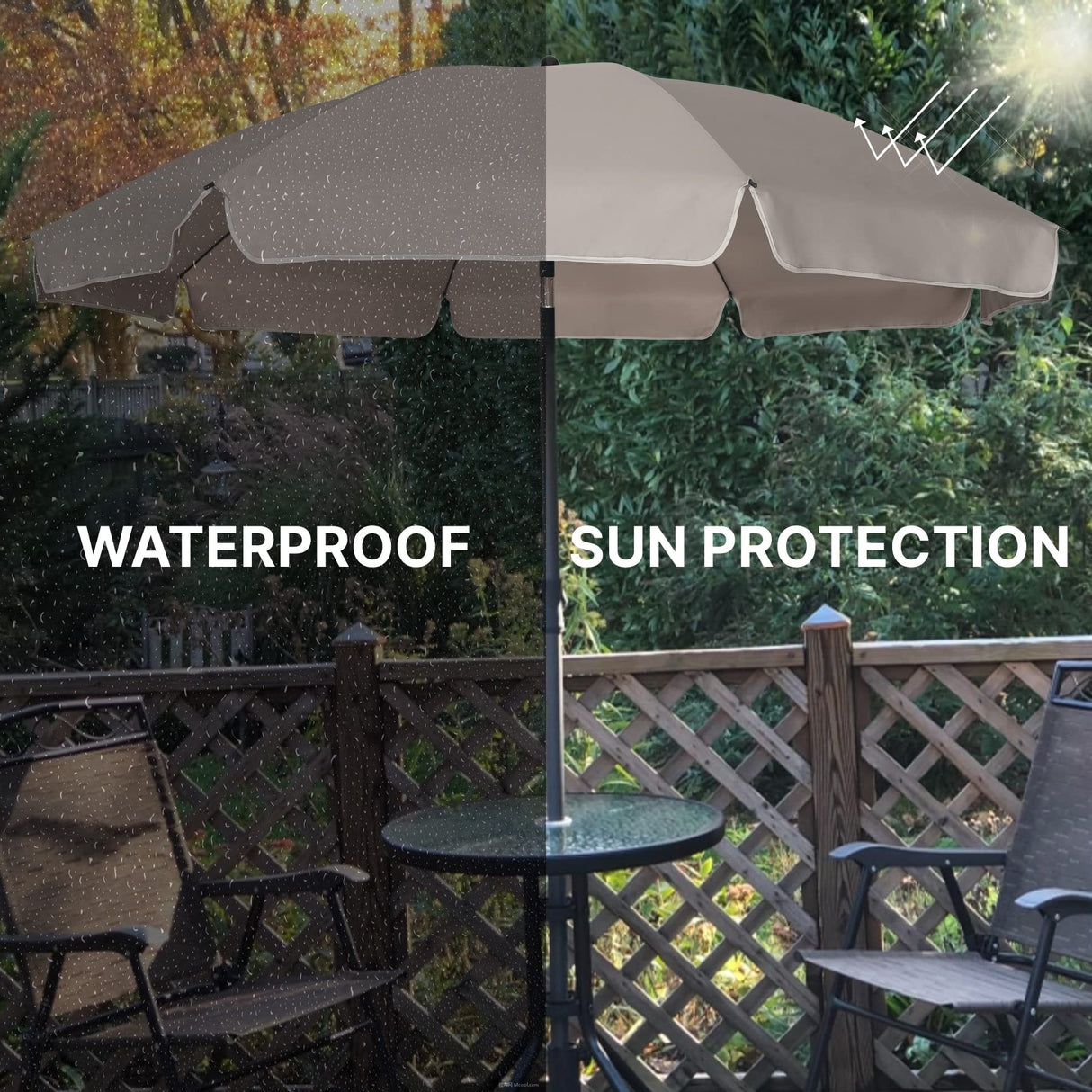 AMMSUN Patio Umbrella, 6.5 ft Outdoor Table Umbrella with Tilt Steel Pole, UPF50+ Protection, Great for Outdoor Garden Backyard, Beige AMMSUN