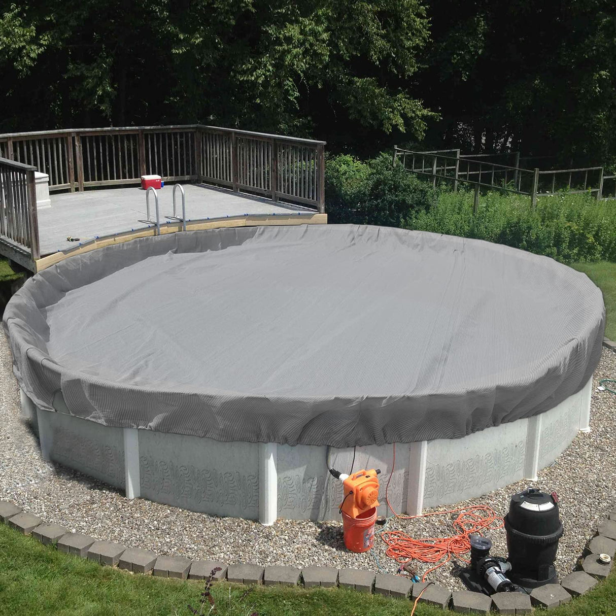 TANG 22' ft Round Pool Covers for 18 Feet Round Above Ground Tank Spa Pool Covers Winter Leaf Pool Covers Wire Rope Hemmed All Edges 4ft Overlap, Trampoline Cover (18', Light Grey) TANG