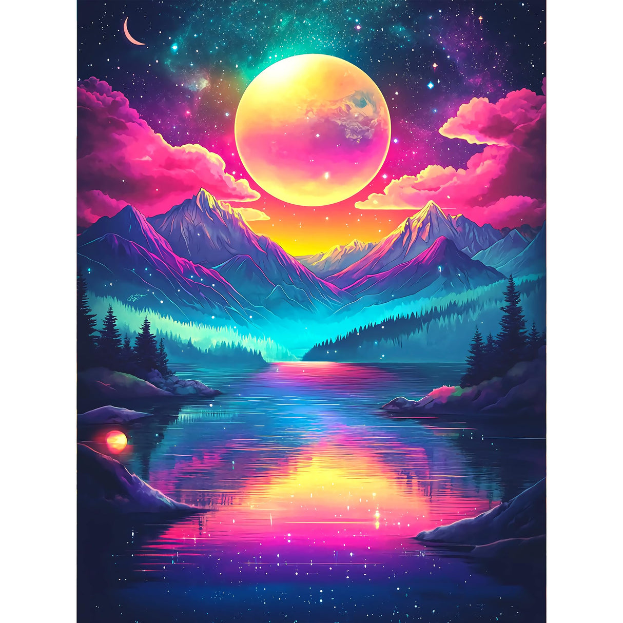 Upigi Moon Diamond Painting Kits for Adults,Moonlight Landscape DIY 5D Diamond Painting Kits for Beginners,Round Full Drill Gem Art Crafts Kit for Home Wall Decor 12 x 16 Inch Upigi