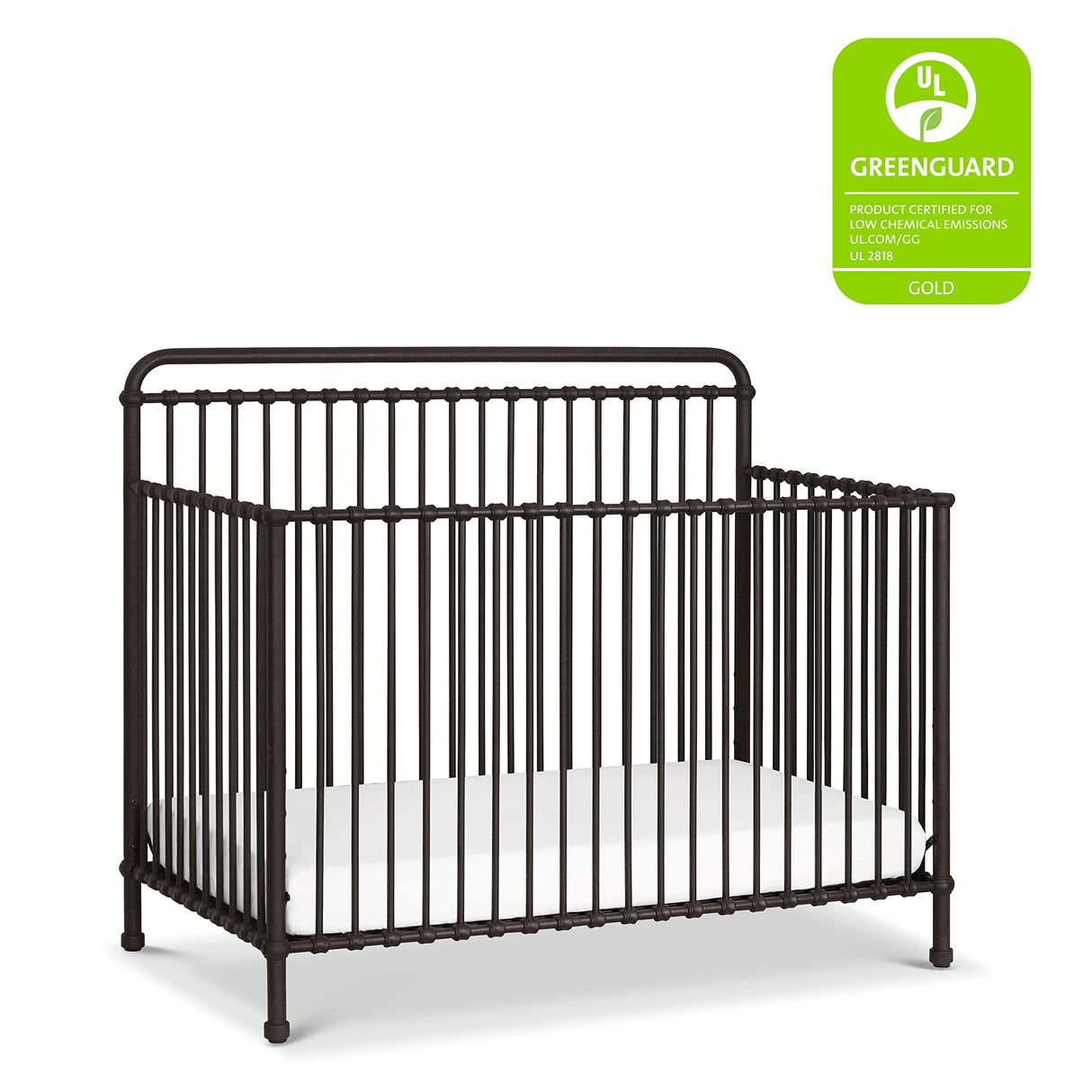 Namesake Winston 4-in-1 Convertible Metal Crib in Vintage Iron, Greenguard Gold Certified NAMESAKE