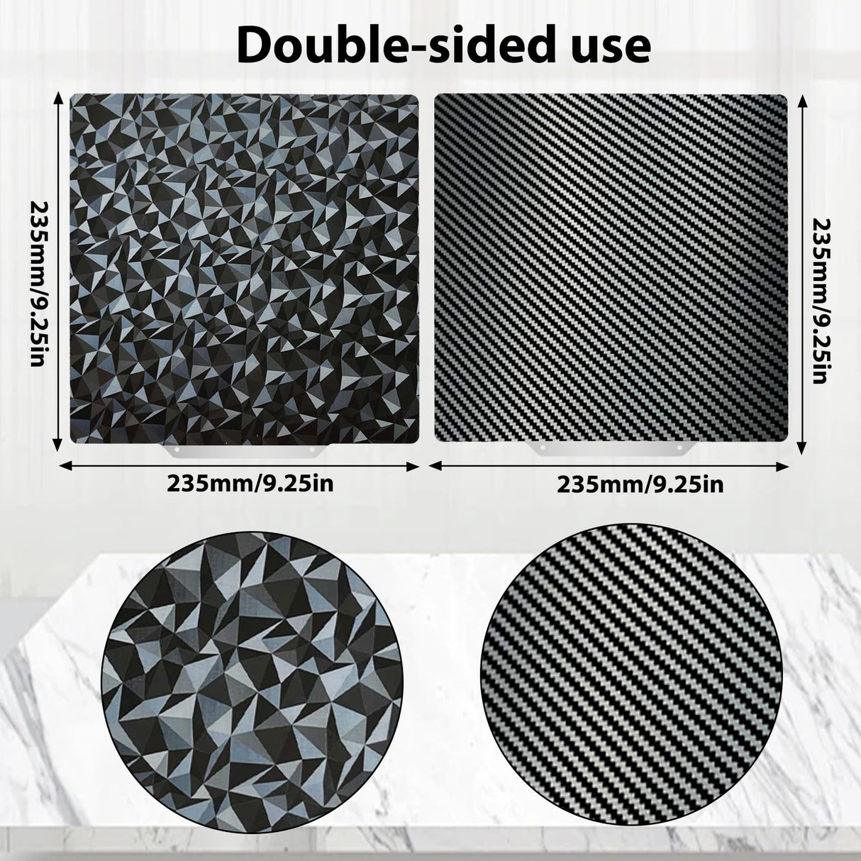 JUUPINE PEO PET Build Plate for Adventurer 5M/5M pro/Ender 3/3 Pro/Ender 3 S1/Ender 3 V2 Neo/Ender 3 Neo 3D printer,Diamond PEO+Carbon Fiber PET Spring Steel Sheet Plate 235x235mm 3D Printer Platform. Wefuit