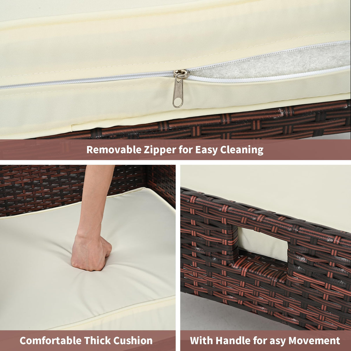 Pamapic 5 Pieces Outdoor Patio Chairs with Ottomans, Wicker Patio Furniture Set Outdoor, Patio Chairs Conversation Furniture with Coffee Table for Poorside Garden Balcony (Beige)… Pamapic