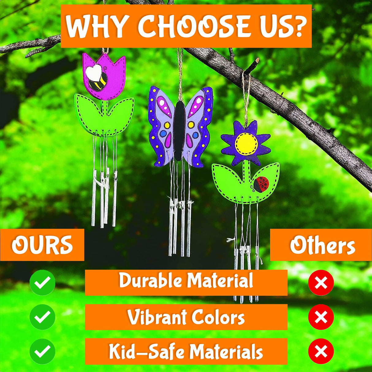 DIY Wind Chime Kits for Kids - Makes 12 - Assorted Spring Theme Shapes - Great Creative Activity for Kids Fun Express