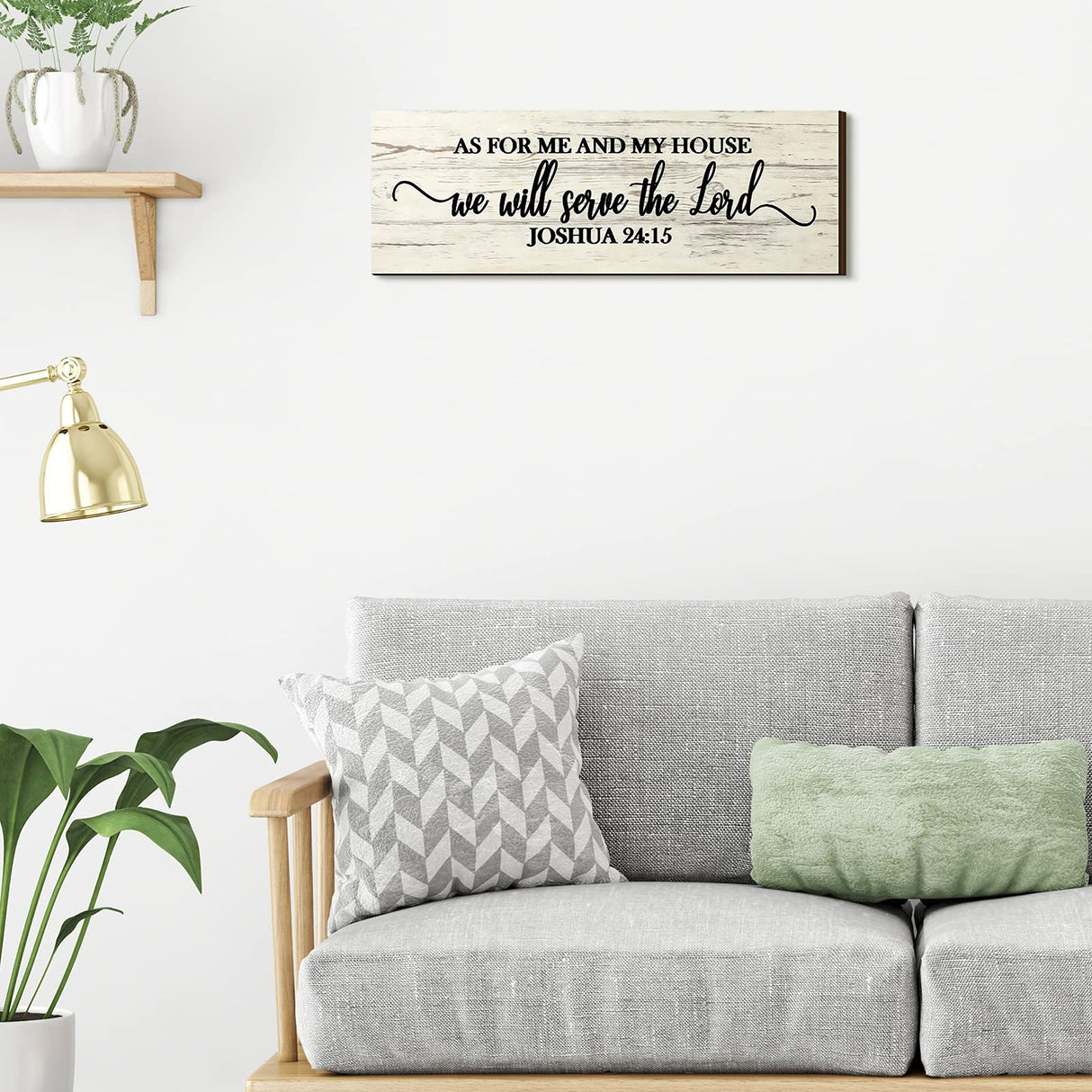 Jetec Christian Wall Art Decor, As for Me and My House We Will Serve the Lord Wooden Plaque Decor for Church Home Farmhouse Bible Verse Scripture Wall Signs (17 x 6 Inch, Joshua) Jetec
