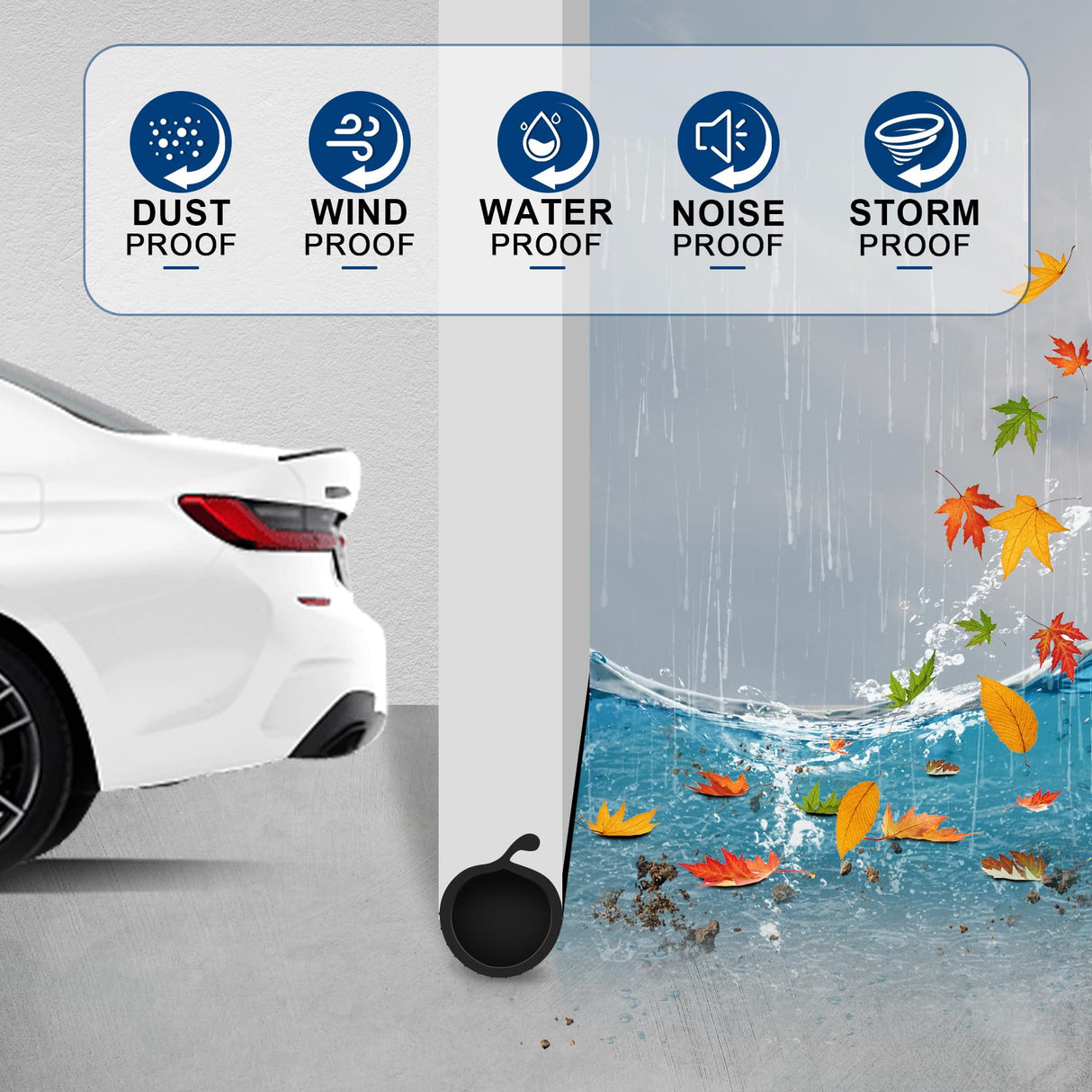 16.5FT Garage Door Bottom Seal Rubber 0.19'' P Bulb Bottom Garage Door Weather Stripping for Overhead Door, Weatherproof Strip Replacement Seal Fits 16.5FT Wide or Smaller Doors (Black) MYFAMIREA