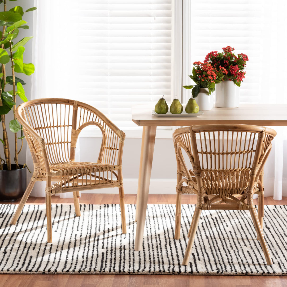 bali & pari Alleta Natural Rattan Dining Chair, 2-Piece Set bali & pari