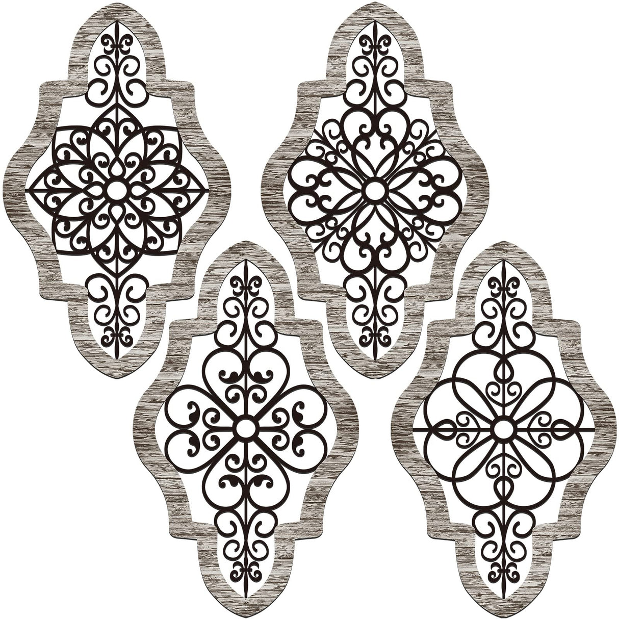 4 Pieces Thicken Rustic Wall Decor Modern Farmhouse Wall Art Decor Wooden Hollow Carved Design Rustic Wall Art for Living Room Bedroom Hallway Decor Office Kitchen Wall Decoration (Fresh Style) Yulejo