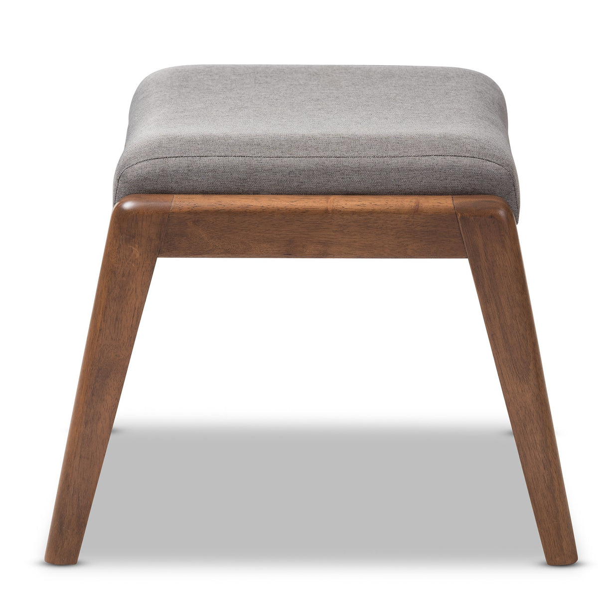 Baxton Studio Elyse Walnut Wood Grey Fabric Upholstered Footstool Baxton Studio