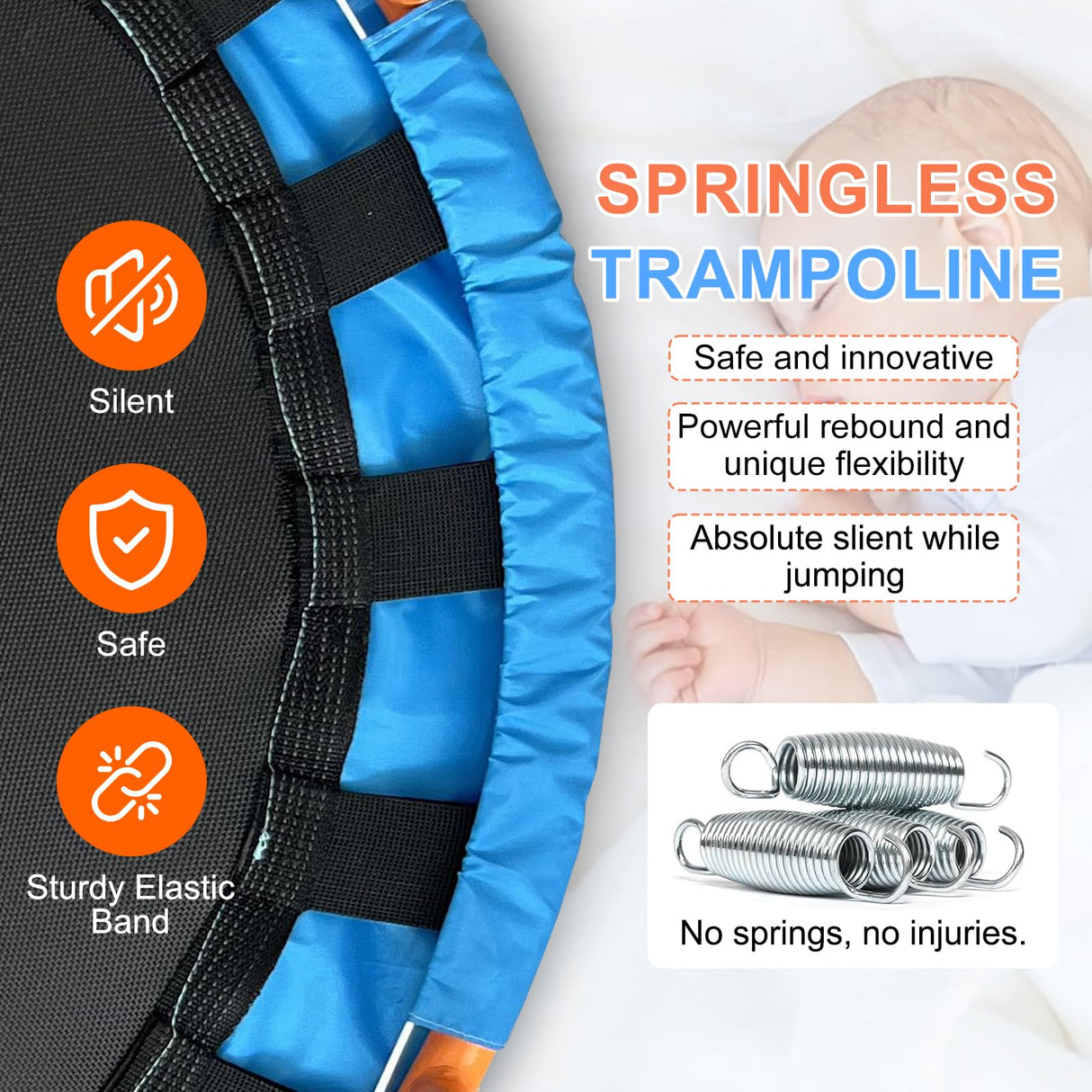 Ativafit 36inch Mini Toddler Trampoline for Kids Ages 1-6 Indoor Outdoor Folding Small Rebounder Trampoline with Foam Handle Safety Padded Cover Fun for Kids ATIVAFIT