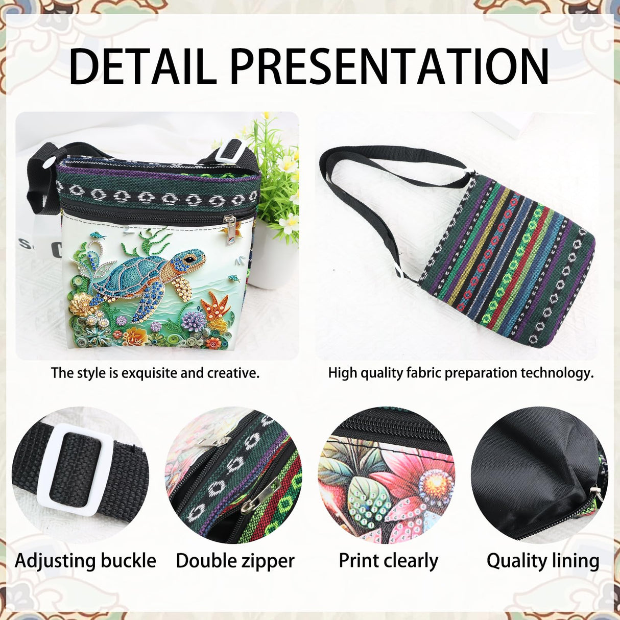 5D Diamond Painting Shoulder Bag – DIY Sea Turtle Design with Special Shaped Crystals, Partial Drill Diamond Art Bag Craft Kit for Adults, Stylish Handmade Crossbody Tote for Everyday Use & Gifts antor