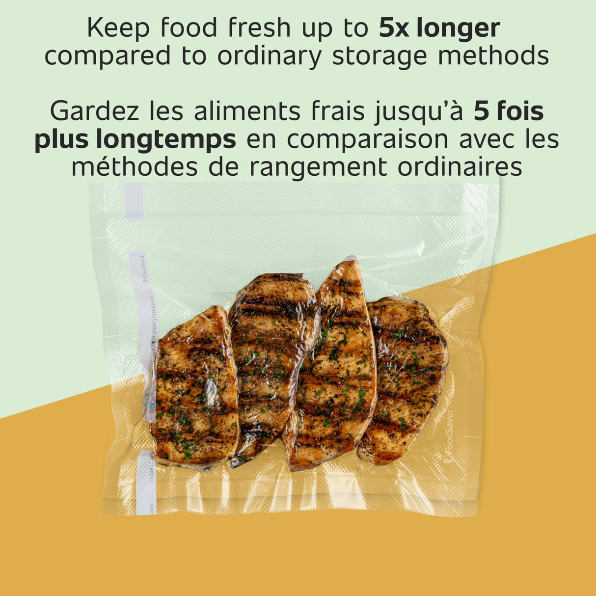 FoodSaver Custom Length Vacuum Sealer Bags Multipack, 5 Count Rolls for Airtight Food Storage and Sous Vide - Compatible with FoodSaver, 8 (2 Pack) and 11 (3 Pack) FOODSAVER