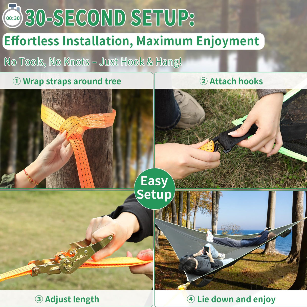 LUKETURE Triangle Camping Hammock, 13ft Multi Person Hammocks Max 1100 lbs for Outdoor Relaxing, Extra Large Hammock w/Ratchet/Webbing Straps (13ft-Triangle Camping Hammock) LUKETURE