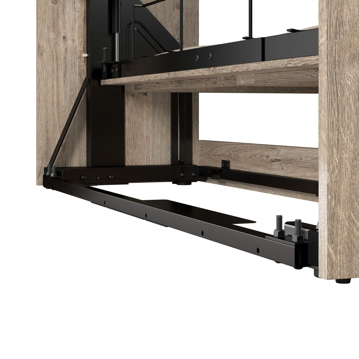 Bestar Pur Queen Murphy Bed with Shelving Unit, 90-inch Space-Saving Sleeping Arrangement for Multipurpose Room in Rustic Brown Bestar