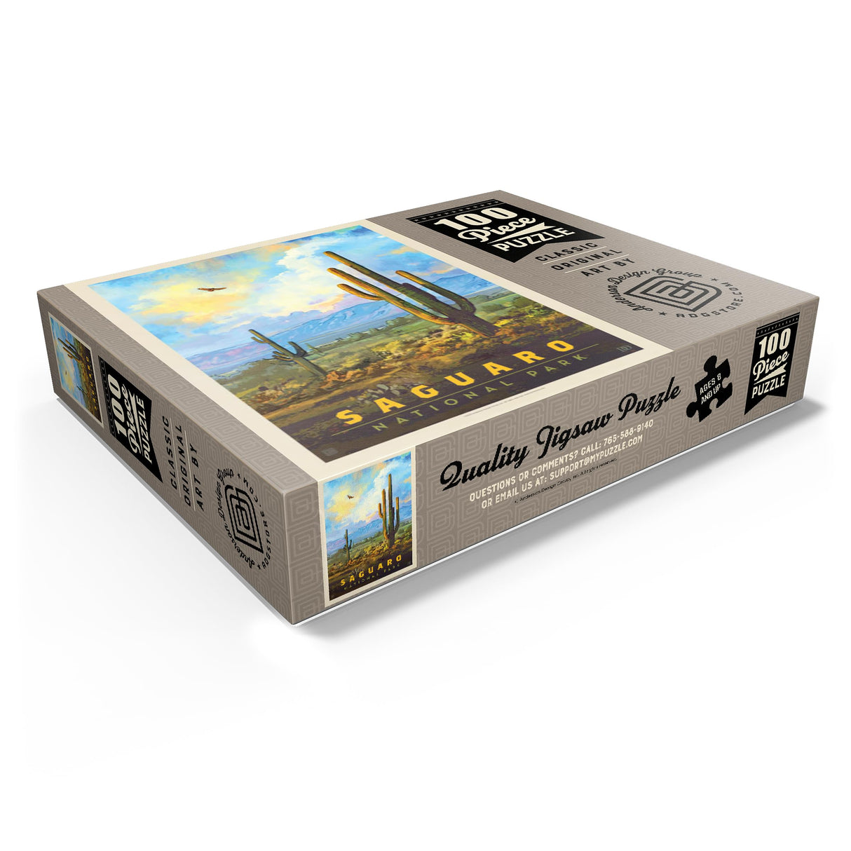 MyPuzzle Saguaro National Park: Desert Daybreak, Vintage Poster - Premium 100 Piece Jigsaw Puzzle for Adults MyPuzzle.com
