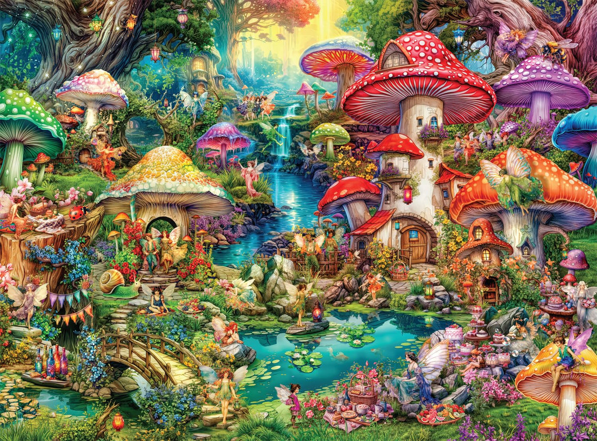 Buffalo Games - Aimee Stewart - Merry Mushroom Village Picnic - 1000 Piece Jigsaw Puzzle for Adults -Challenging Puzzle Perfect for Game Nights - Finished Size is 26.75 x 19.75 Buffalo Games