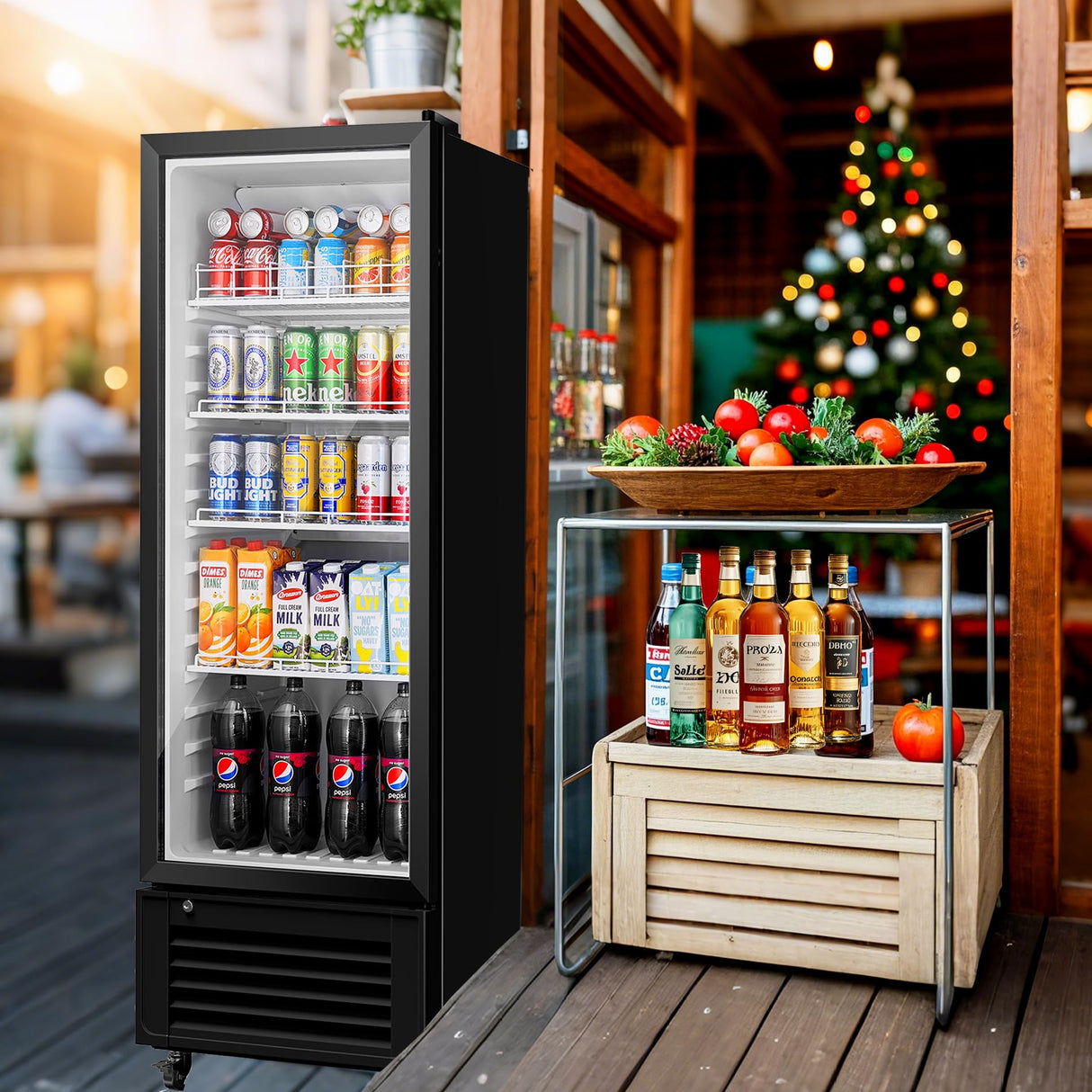 BODEGACOOLER Beverage Refrigerator and Cooler, 10.2 Cu.Ft Commercial Beverage Refrigerator, Commercial Merchandiser Refrigerator For Drinks, Commercial Display Refrigerator with Glass Door Fridge. BODEGA