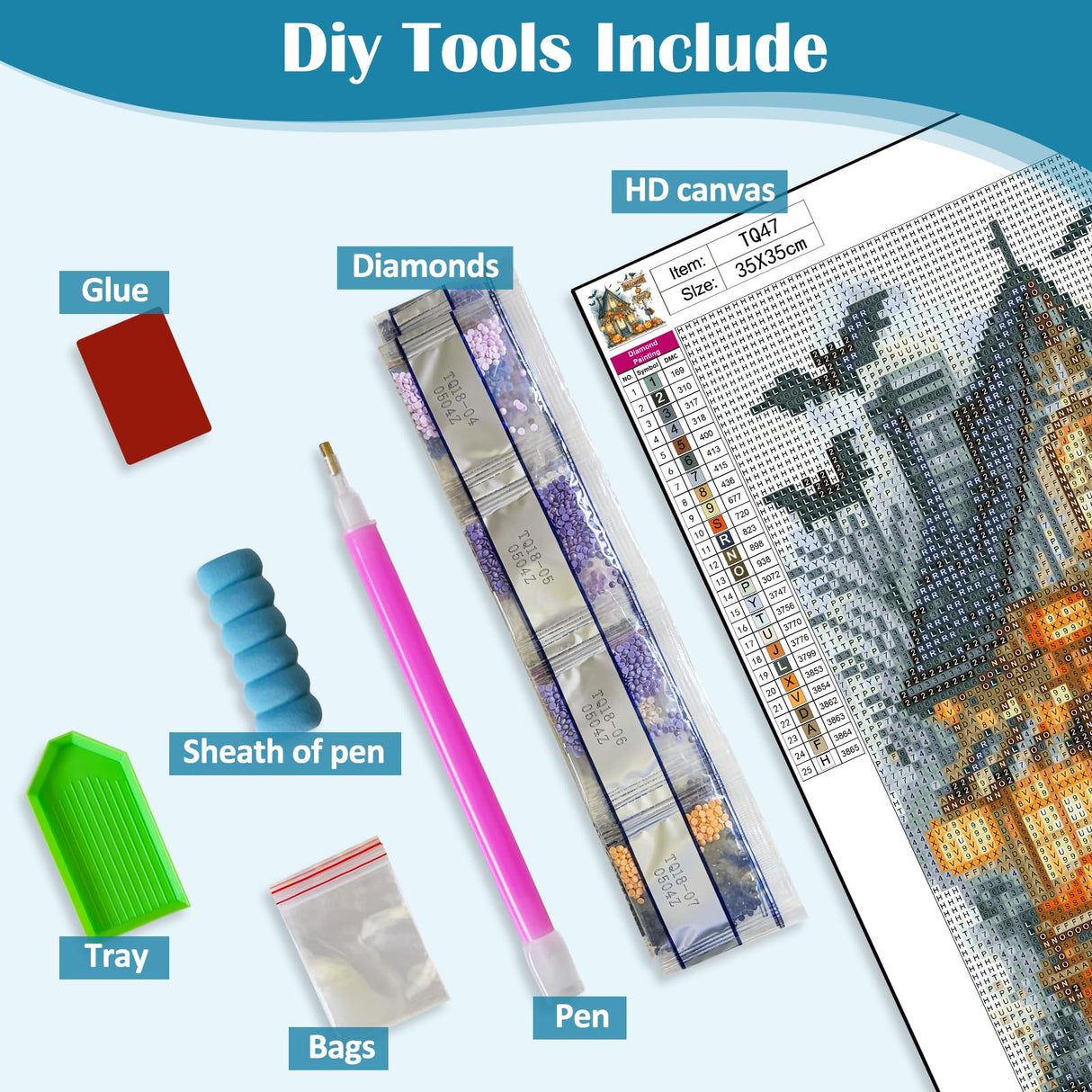 Pumpkin Bat Shop Diamond Art Kits for Adults, 5D Halloween Diamond Painting Kits for Adults Beginners, DIY Full Round Drill Diamond Dot Painting Gem Art Kits for Adult, Home Wall Decor 13.8x13.8 Inch VCLKDIY