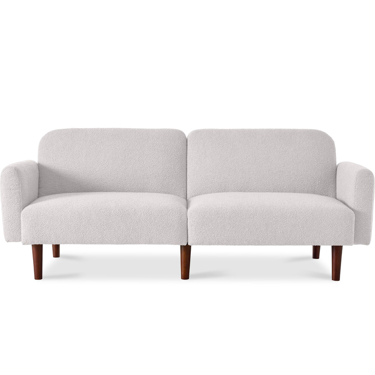 Best Choice Products 77" Mid Century Modern Boucle Loveseat Sofa, Couch, Convertible Sofa Sleeper Bed w/Real Wood, Removable Armrest - Frost Gray Best Choice Products