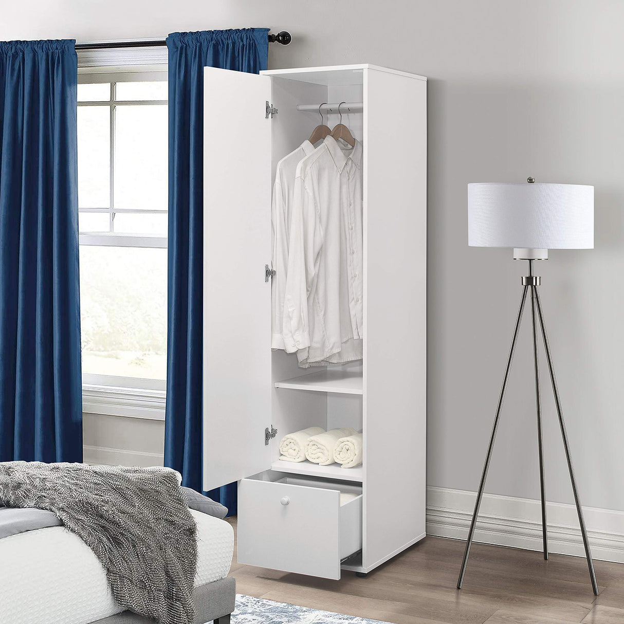 Kings Brand Furniture - Corry Wardrobe Armoire Storage Closet, White Kings Brand Furniture