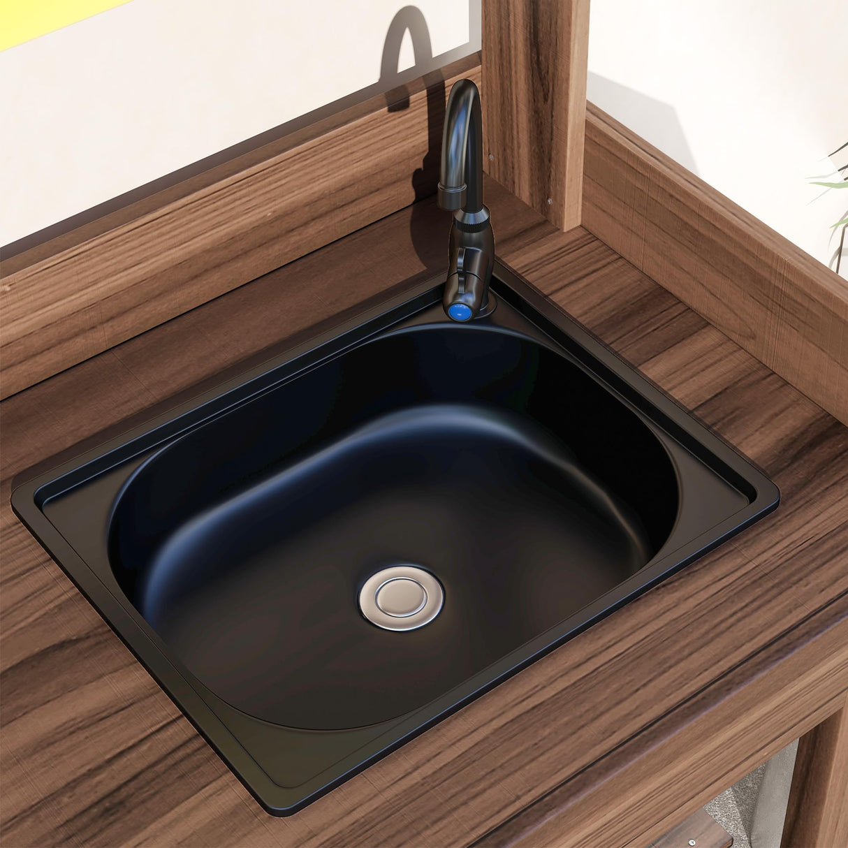 Outsunny Potting Bench Table, Outdoor Garden Table Wooden Work Station with Removable Sink, Faucet, Drawer, Shelves, Hooks, Dark Brown Outsunny