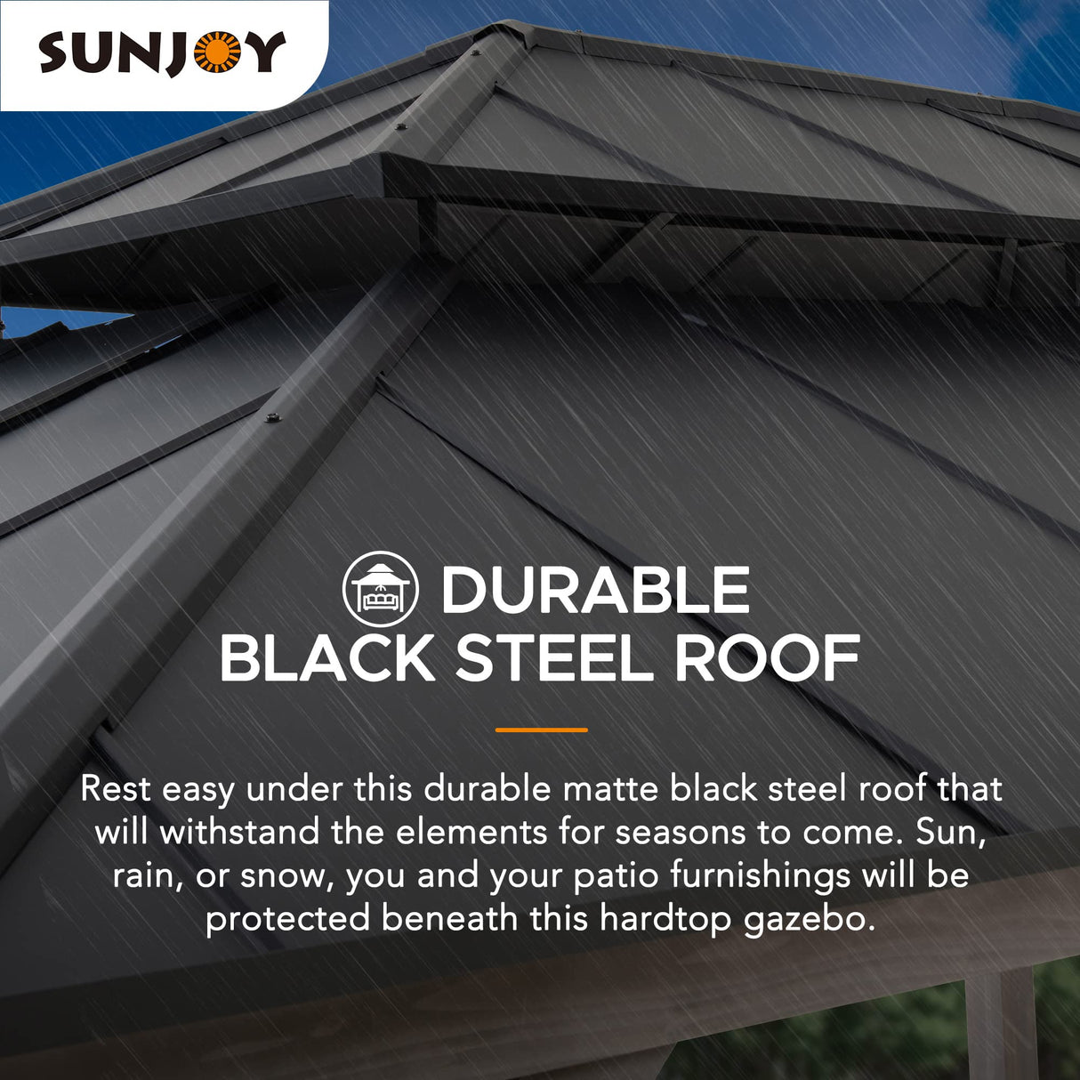 Sunjoy 12 x 16 ft. Wood Gazebo, Outdoor Patio Hardtop Gazebo, Standard Cedar Framed Wooden Gazebo with 2-Tier Metal Roof, Suitable for Patios, Lawn and Backyard, Matte Black Roof + Gray Wood Frame Sunjoy