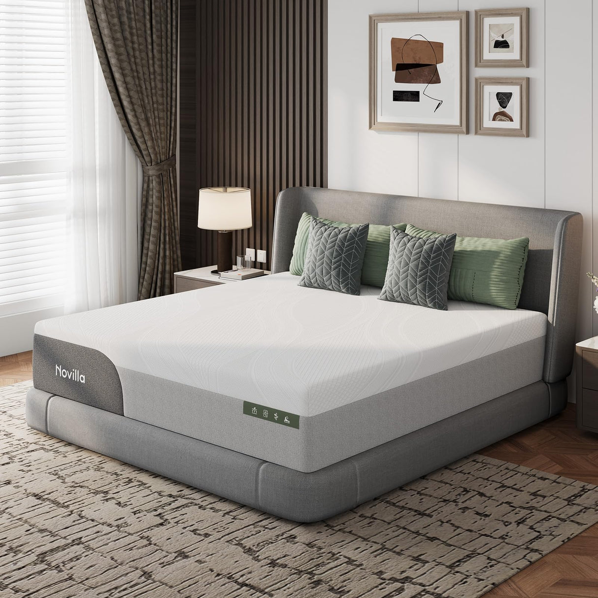 Novilla 14 Inch King Size Mattress, Gel King Memory Foam Mattress in a Box with Cool-Touch Nylon Cover for Cooling Night Sleep, Pain Relief & Spinal Support with Comfort Foam, CertiPUR-US Certified Novilla