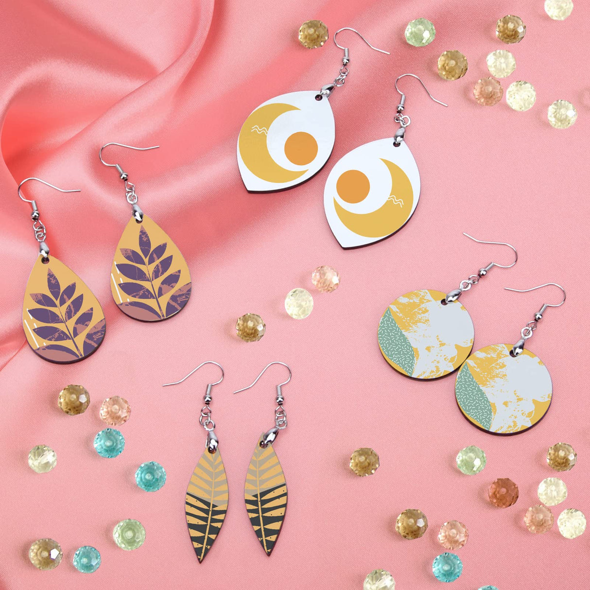 Catcan 32 Pieces Sublimation Earring Blanks, Heat Transfer Sublimation Ornament Blanks with Earring Hooks and Jump Rings for Women Jewelry DIY Making Sublimation Accessories Catcan